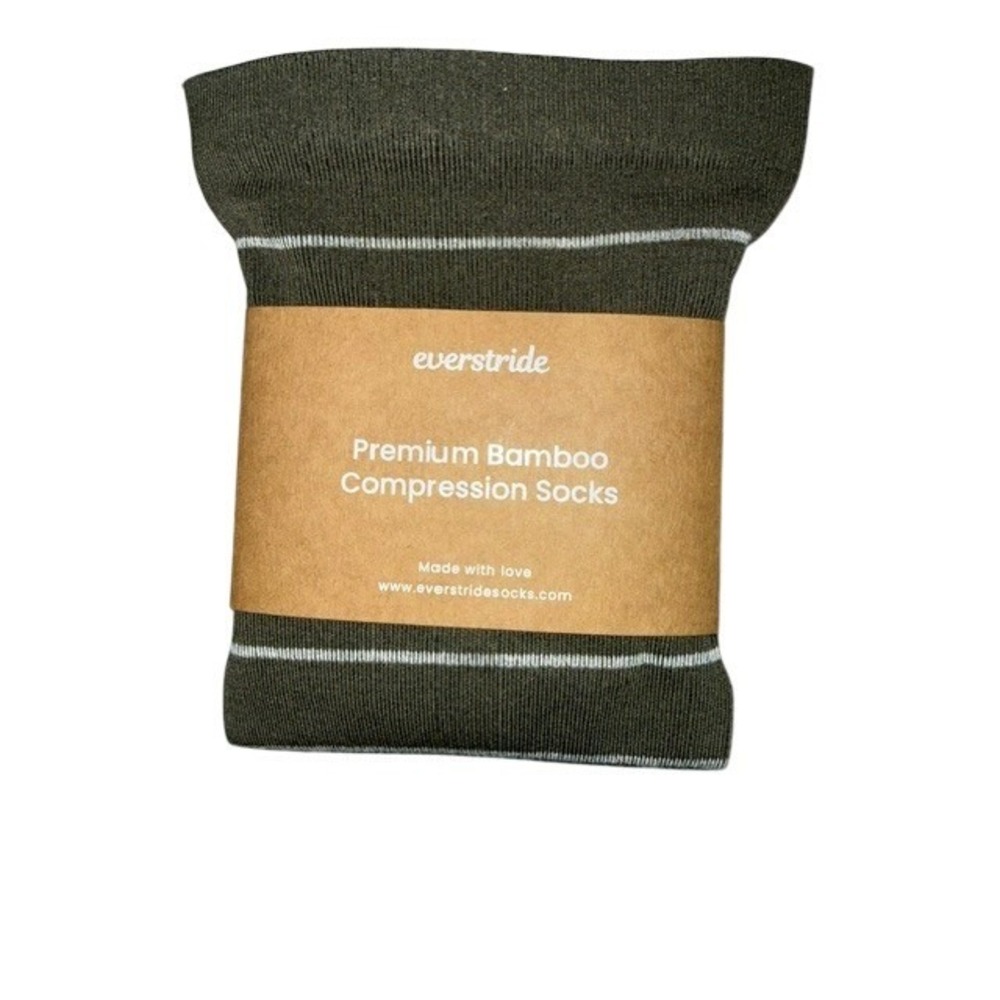 Everstride Premium Bamboo Compression Socks Khaki Cream Stripe Closed Toe 3XL